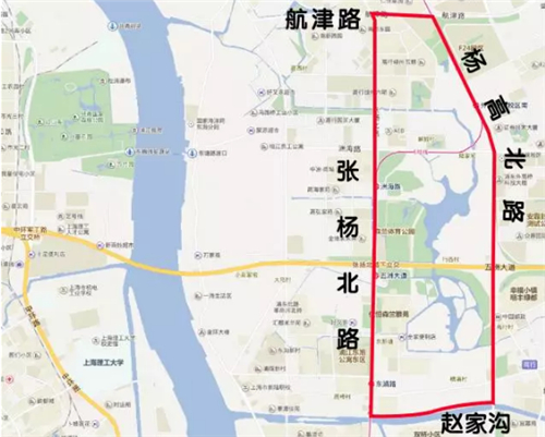 北路(沿五洲大道南侧局部地块延伸至浦东北路),南到赵家沟,北至航津路