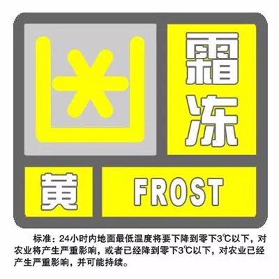 上海中心气象台2018年01月11日17时03分发布霜冻黄色预警信号