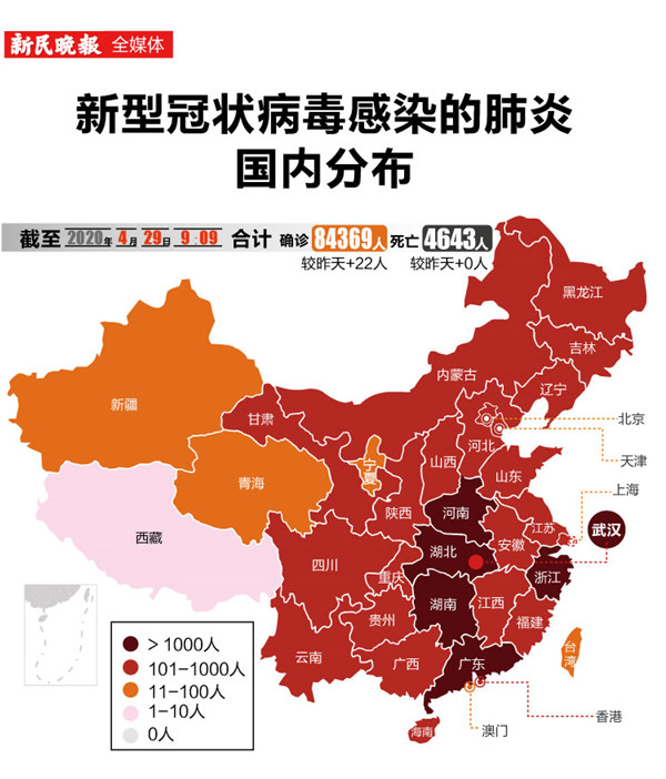 图数据新型冠状病毒感染的肺炎病例各省分布