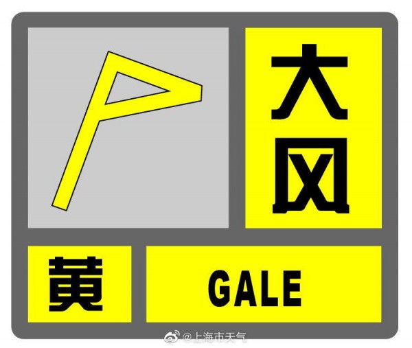 上海更新大风蓝色预警信号为大风黄色预警