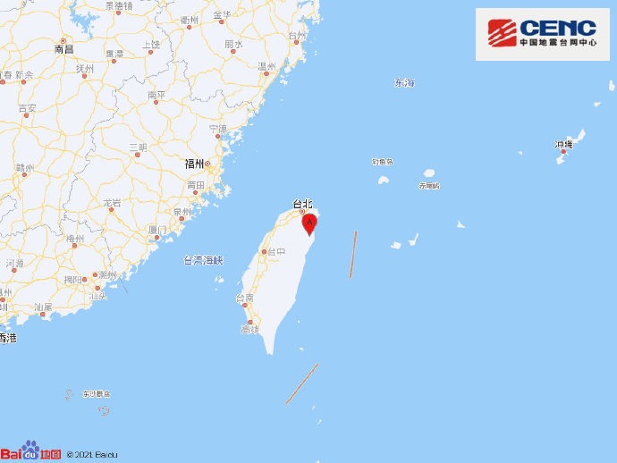 台湾宜兰附近发生6.2级左右地震